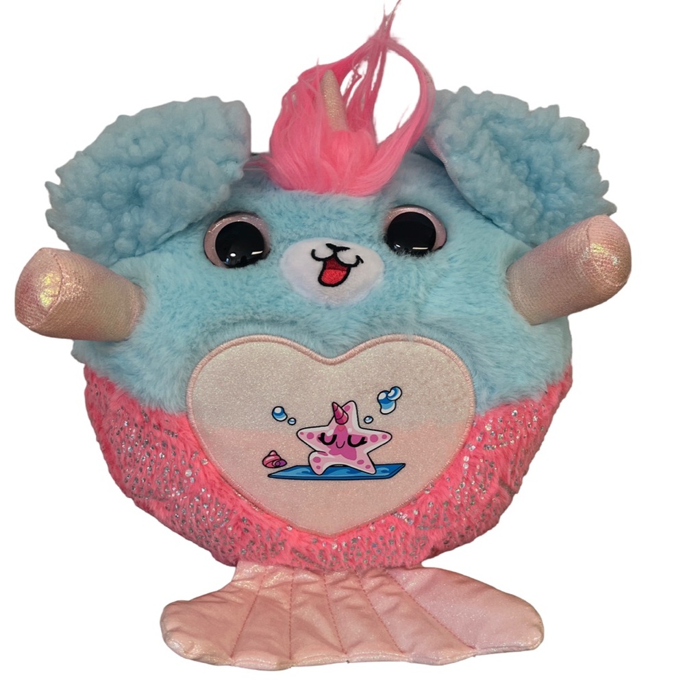 Rainbocorn VGC, Plush Stuffed Unicorn - Blue and Pink, no tears or pulls